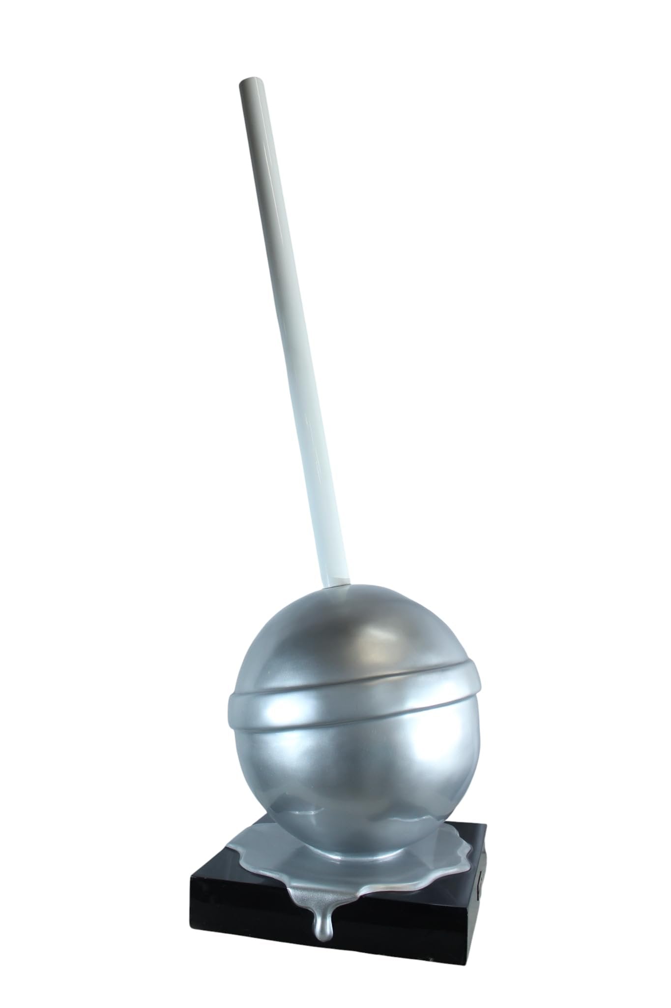 NIFAO Giant Silver Lollipop Sculpture Metallic Pop Art Resin Statue 22"x20"x70"H