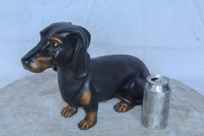 Adorable Dachshund Dog Sitting Bronze Statue 17" x 5" x 10"H