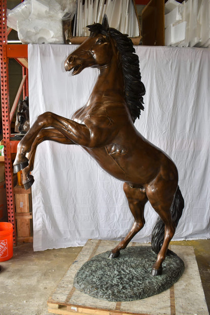 Nifao Life Size Rearing Horse Bronze Statue - Graceful Home Decor Sculpture, 72"L x 34"W x 88"H