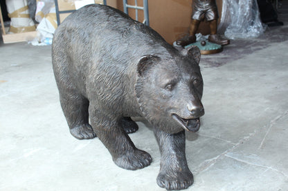 A Bear Walking Bronze Hand-Crafted Durable Design Statue - Welcome Sign Guest Greeter Decor for Patio Garden, Lawn, Home, Backyard - Home Decor - Art Decoration - 39" Length x 12" Width x 24" Height
