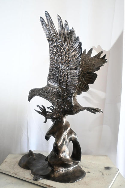 Aluminum Bald Eagle Landing Wings Spread Dark Bronze Art 32"x27"x42"H