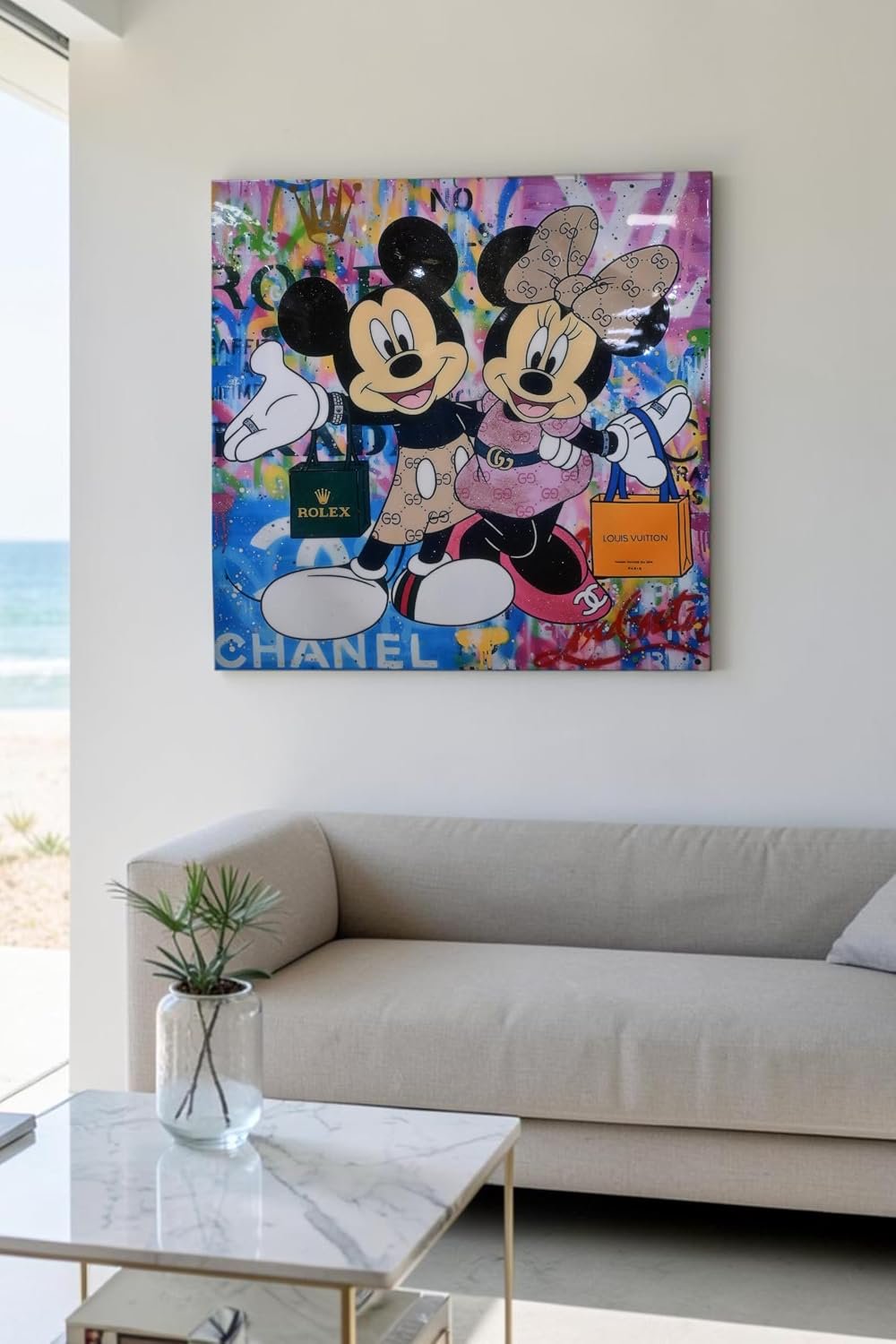 Fashionista Mice Shopping Pop Art Resin Canvas 38"x38"