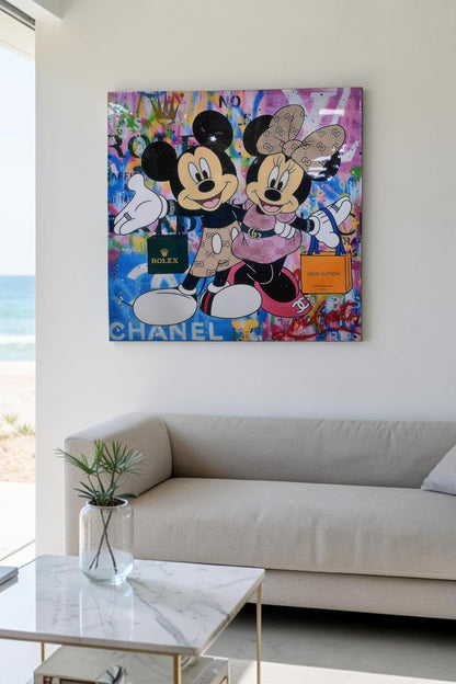 Fashionista Mice Shopping Pop Art Resin Canvas 38"x38"