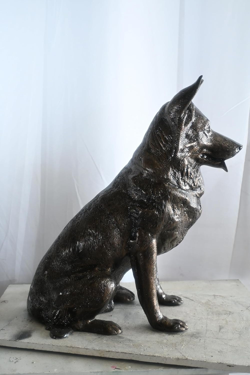 Alert Sitting German Shepherd Handcrafted Aluminum Decor 29"x18"x31"H