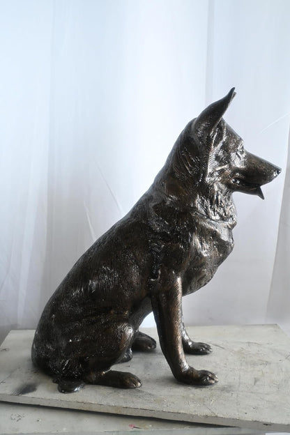 Alert Sitting German Shepherd Handcrafted Aluminum Decor 29"x18"x31"H
