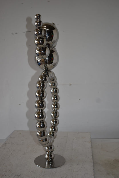 Modern Abstract of a Happy Man Metal Chrome Balls Statue Size: 14" x 6" x 26"H