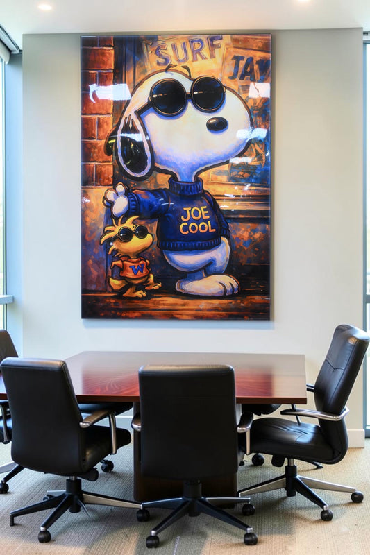 Snoopy Joe Cool Pop Art Resin Covered Canvas 40"x60"