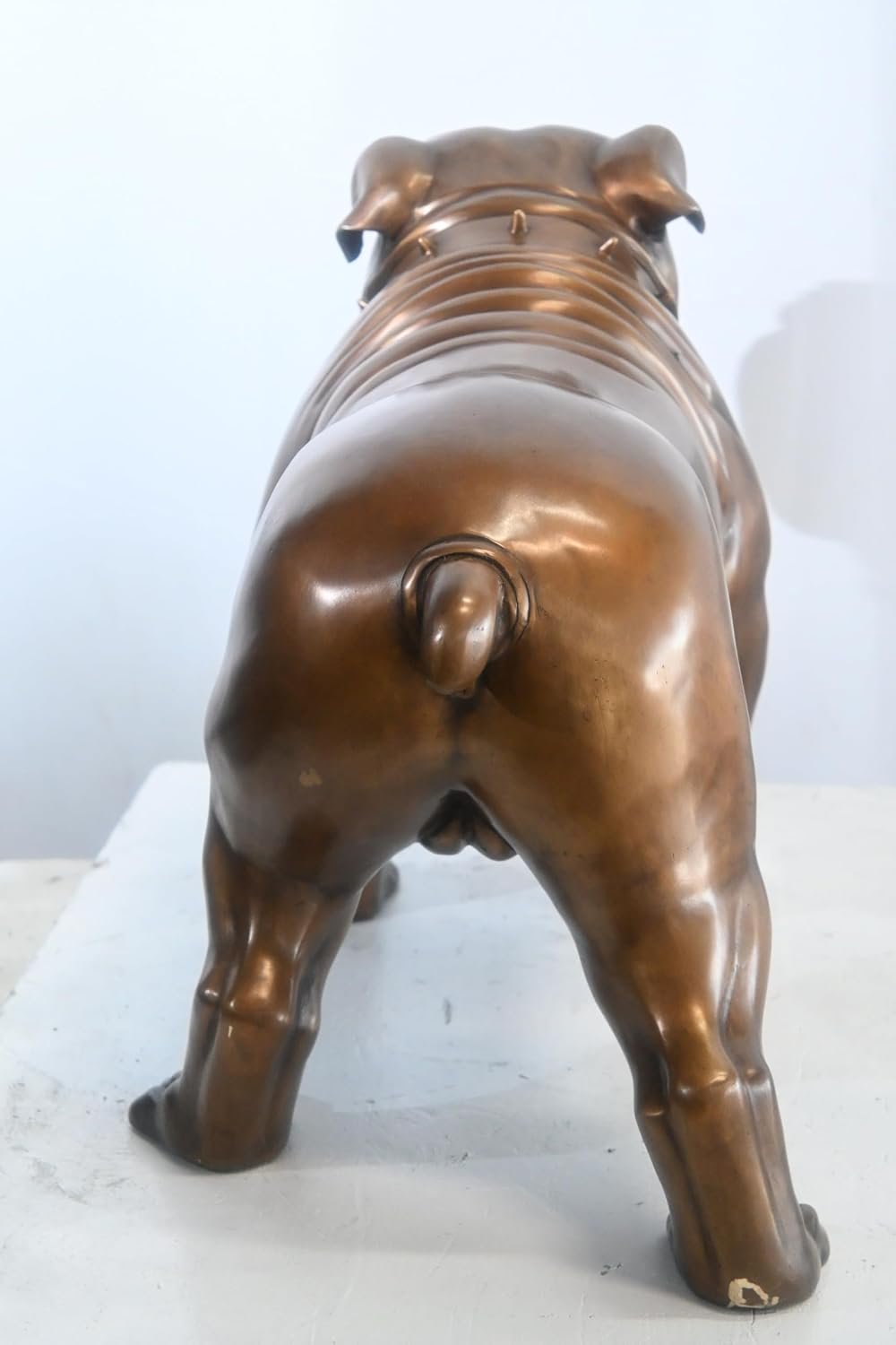 Bronze English Bulldog Statue Studded Collar Mascot Decor 29"x13"x17"H