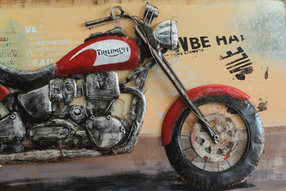 NIFAO Triumph Inspired Classic Motorcycle Painting on Metal 3D 79" x 2" x 40"H
