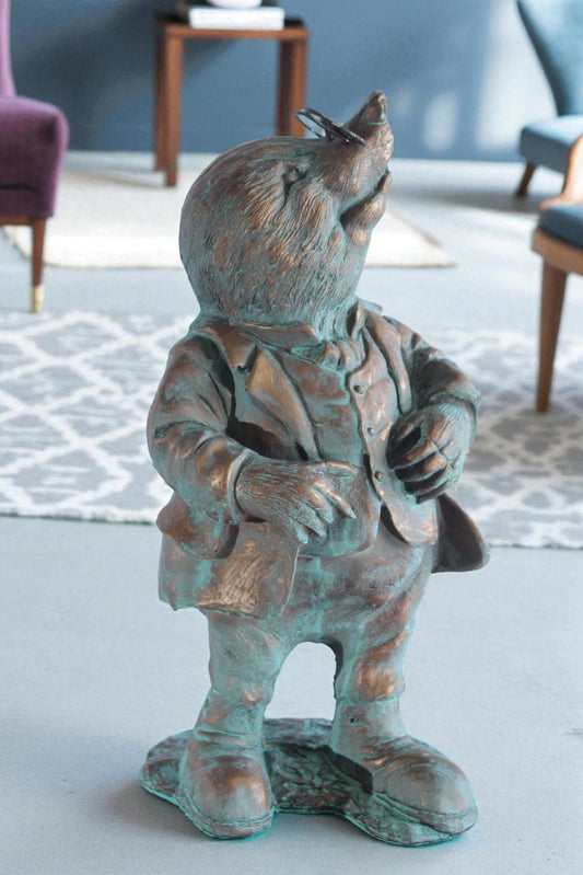 NIFAO Resin Mole Statue with Glasses Bronze Look Green Patina 8" x 7" x 22"H