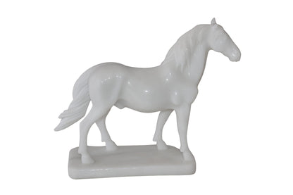 Standing Horse Made of White Marble Size: 11" x 5" x 9"H