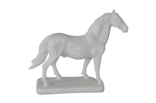 Standing Horse Made of White Marble Size: 11" x 5" x 9"H