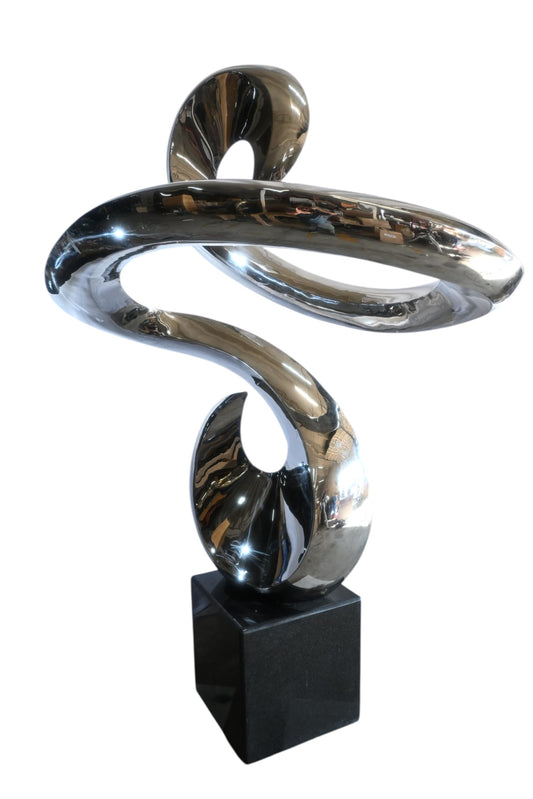Large Abstract Spiral Flow Stainless Steel Sculpture Marble 66"x45"x98"H