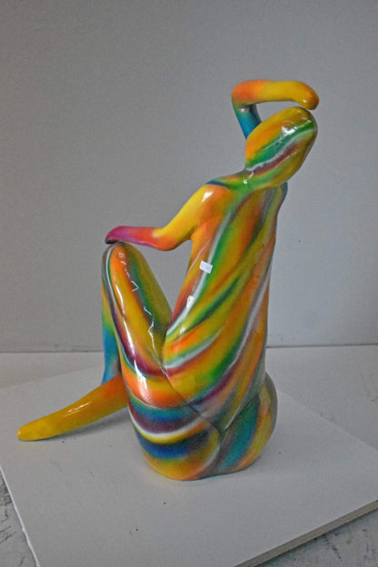 Modern Lady Touching her Head Bronze Statue - Size: 28"L x 23"W x 29"H.