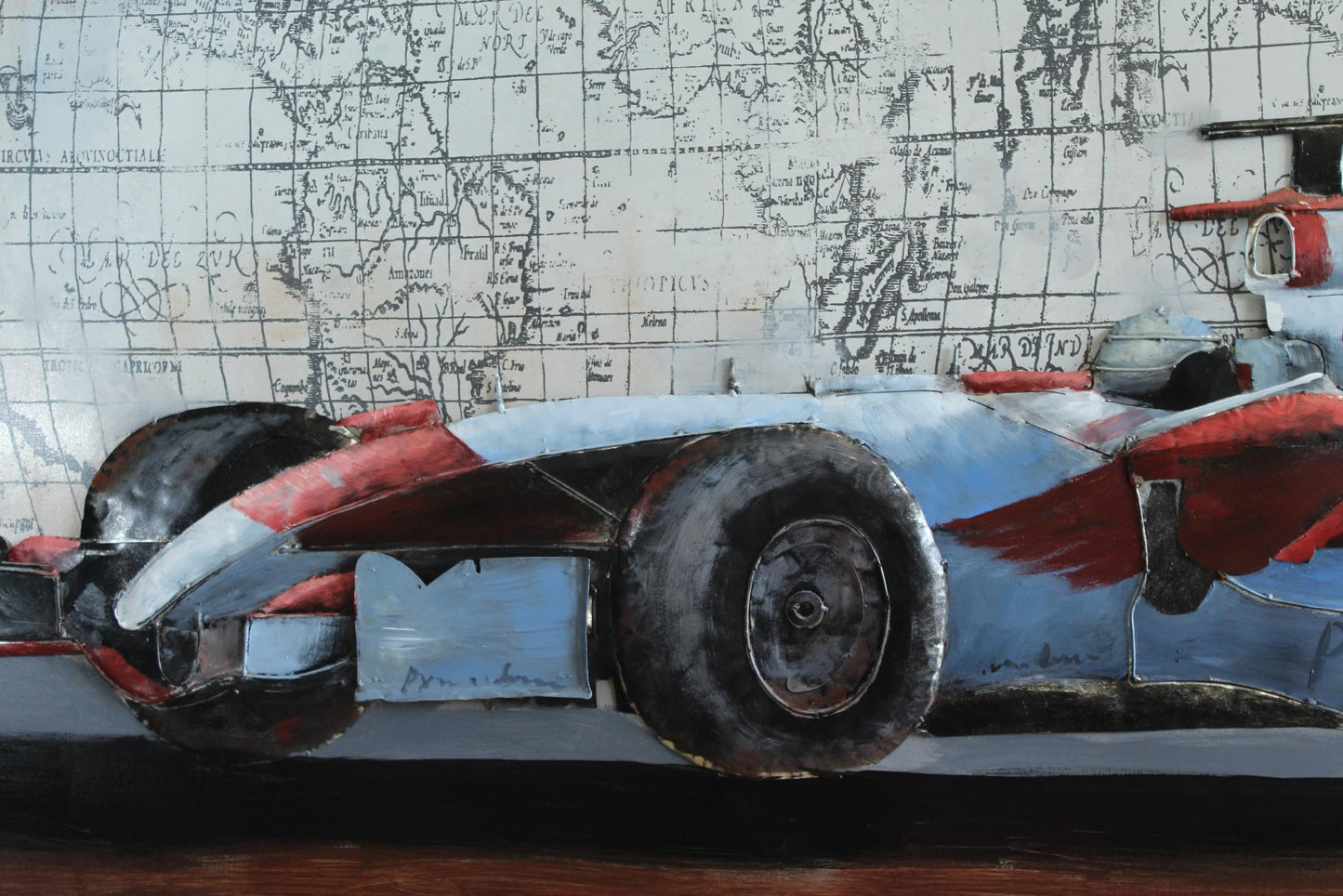 NIFAO Formula 1 Inspired Race Car Painting on Metal with 3D Design 79" x 2" x 40"H