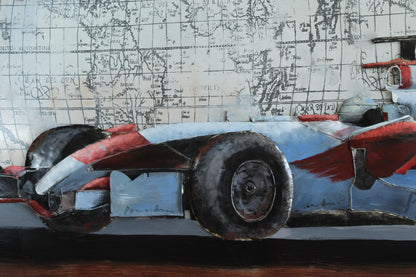NIFAO Formula 1 Inspired Race Car Painting on Metal with 3D Design 79" x 2" x 40"H