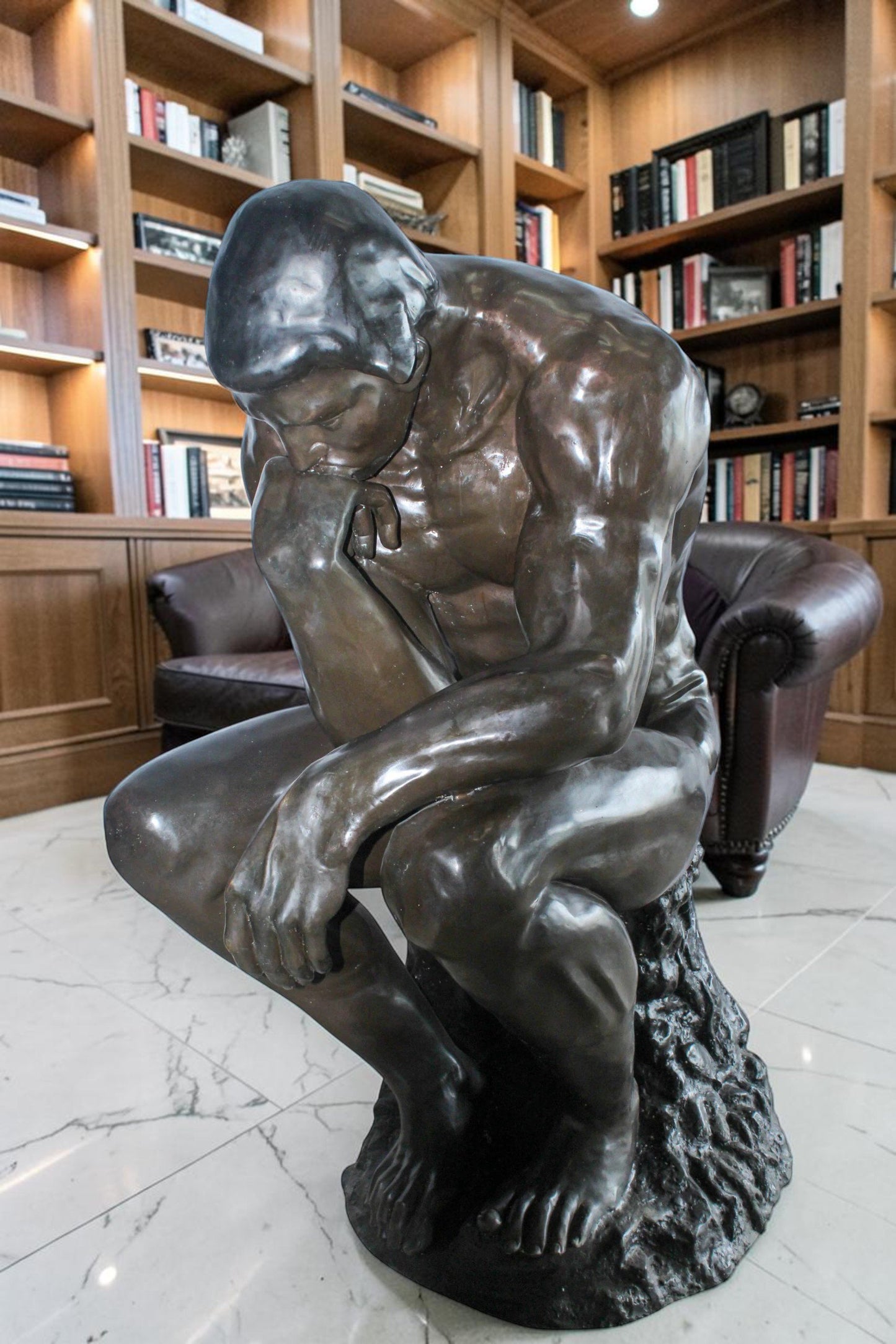 Large Size Bronze Replica of The Thinker by Rodin Sculpture 55" x 33" x 69"H