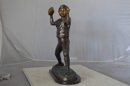 Young Quarterback bronze statue - Size: 14"L x 6"W x 20"H.