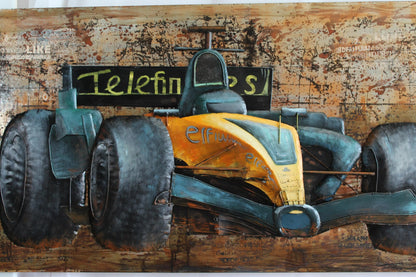 NIFAO Formula One Racing Car Sheet Metal 3D Wall Art Painting 79" x 2" x 40"H