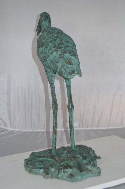 Heron Fountain Bronze Statue -  Size: 14"L x 24"W x 26"H.