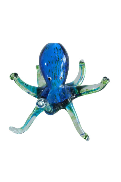 NIFAO Glass Octopus Figurine Hand Blown Ocean Art Tabletop Decor 8" x 8" x 6"H