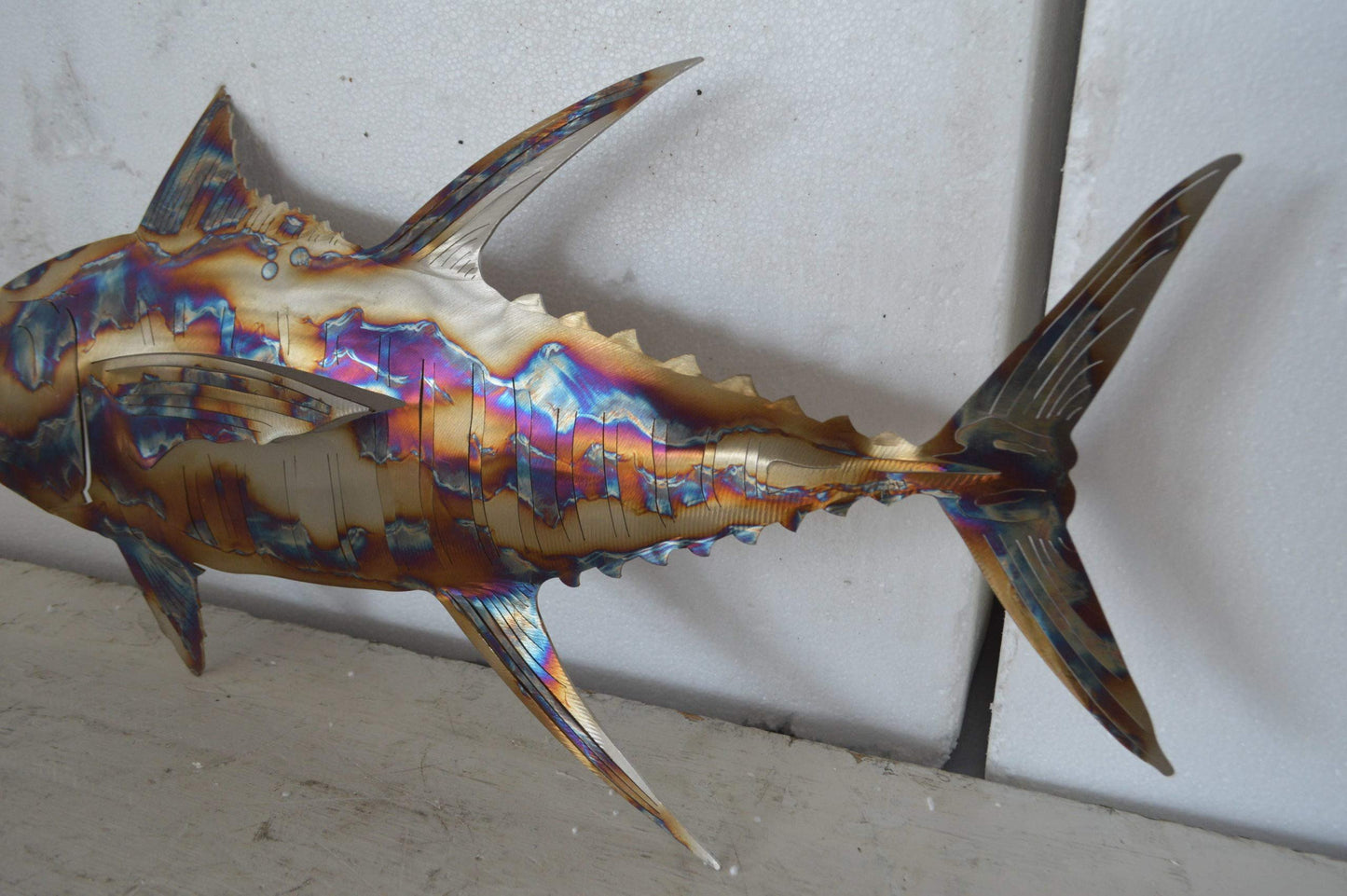 Jack fish laser cut steel wall mounted - Size: 25"L x 2"W x 12"H.