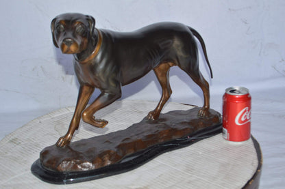 Black Labrador Bronze Statue Mounted on A Marble - Size: 20"L x 8"W x 14"H.