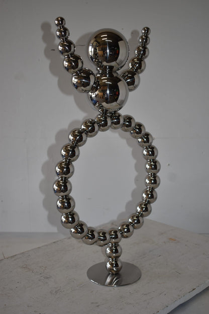 Modern Abstract of a Happy Man Metal Chrome Balls Statue Size: 14" x 6" x 26"H