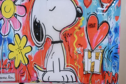 Snoopy Love Graffiti Pop Art Resin Canvas 40"x40"