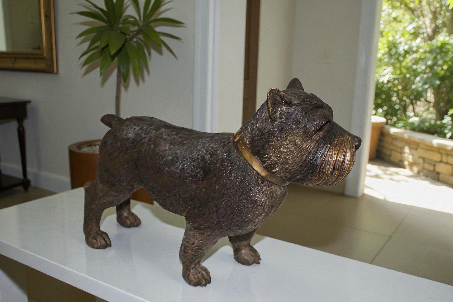 Terrier dog Bronze Statue -  Size: 19"L x 5"W x 14"H.