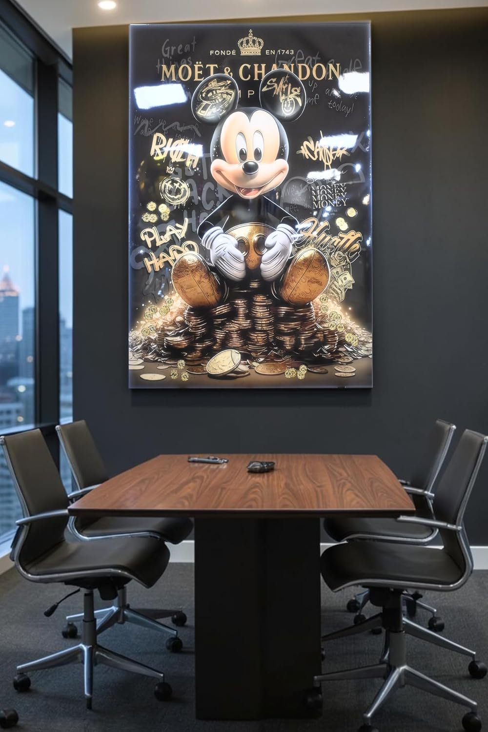 Wealthy Mouse Gold Coins Pop Art Resin Canvas 40"x60"