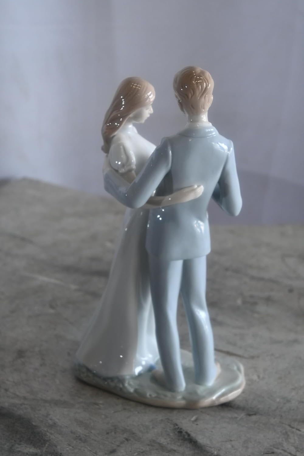 Porcelain Romantic Couple Figurine with Rose Bride Groom 6"x4"x11"H