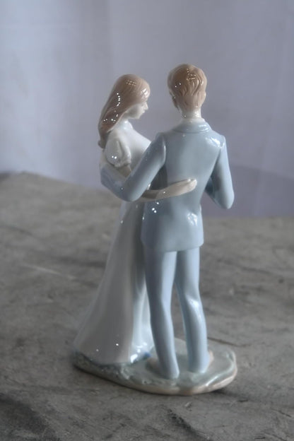 Porcelain Romantic Couple Figurine with Rose Bride Groom 6"x4"x11"H