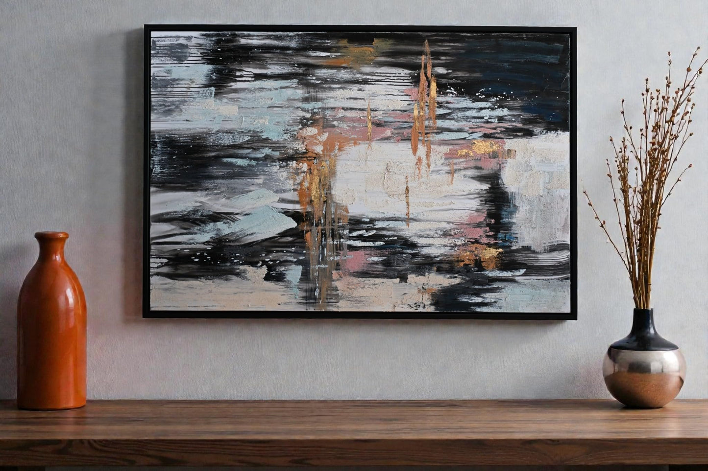 The Unfolding Abstract Canvas Painting Framed Modern Art 41"x61"