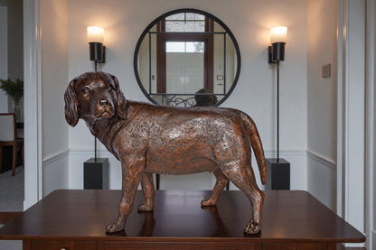 Beagle Dog Standing Made of Bronze, Statue - Size: 27"L x 14"W x 21"H.