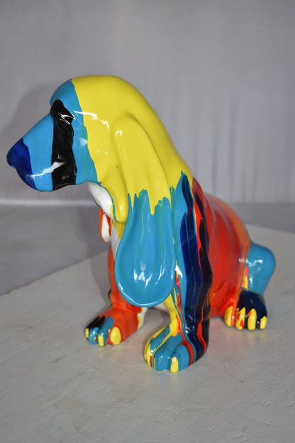 Modern Paint Drops Basset Hound Dog Statue Made of Resin Size: 16" x 8" x 13"H