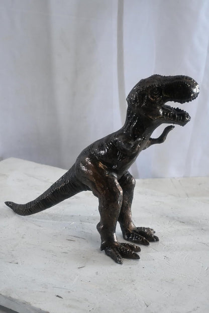 Cast Aluminum Tyrannosaurus Rex Statue Bronze Finish Art 16"x5"x13"H