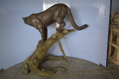 Mountain Lion Bronze Statue -  Size: 73"L x 41"W x 65"H.