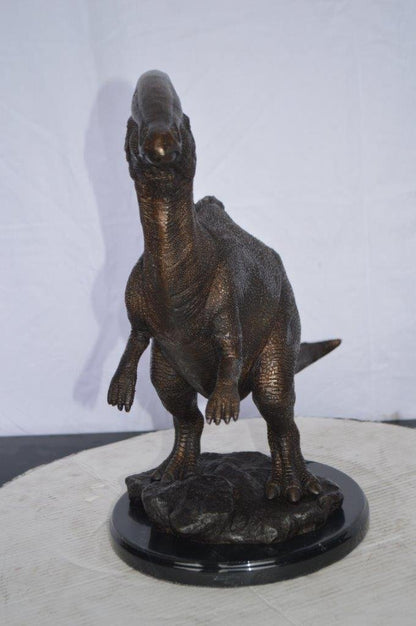 Parasaur Dinosaur Bronze Statue -  Size: 11"L x 23"W x 18"H.