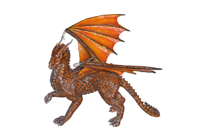Painted Dragon Made of Bronze, Statue - Size: 15"L x 14"W x 12"H.
