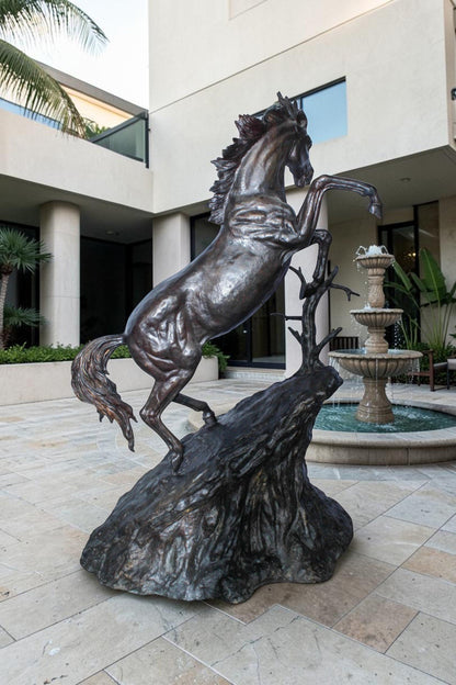 Life Size Bronze Rearing Horse Sculpture by J. Dagan 60" x 37" x 81"H