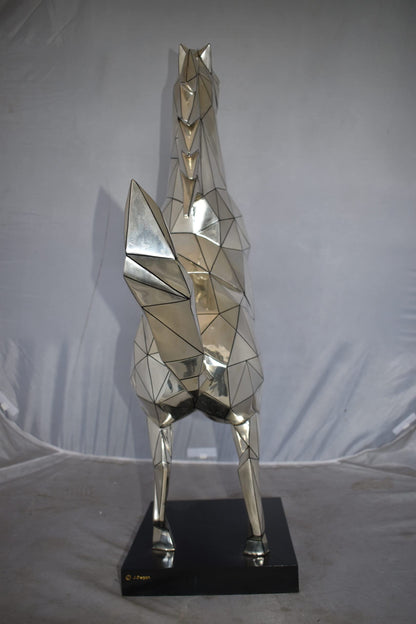 Modern Textiled Ferrari Horse Silver Finish Bronze Statue Size: 30" x 11" x 38"H