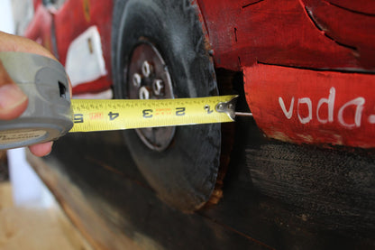 NIFAO Formula One Inspired Red Racing Car 3D Metal Art on Wood 79" x 2" x 40"H