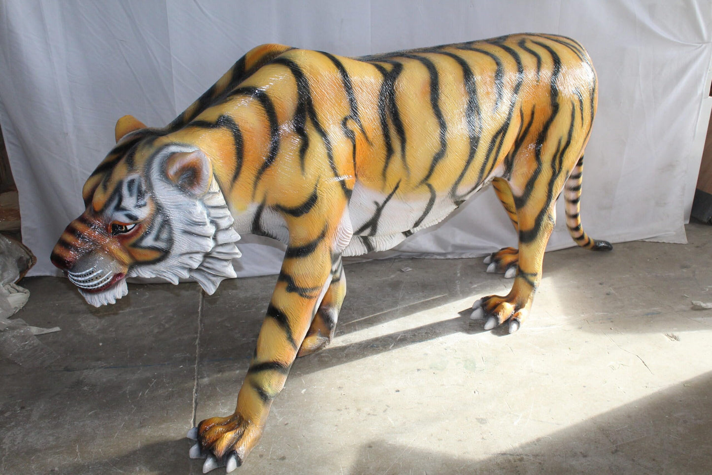 Life Size Fiberglass Tiger Statue, Captivating Majesty 92" x 20" x 40"H