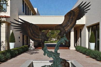 Opposing Eagles Bronze Statue - Size: 90"L x 69"W x 90"H.