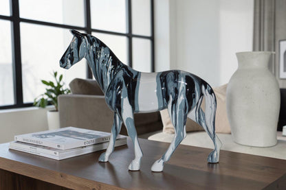Modern Art Multi Color Horse Resin Statue - Size: 4"L x 13"W x 11"H.