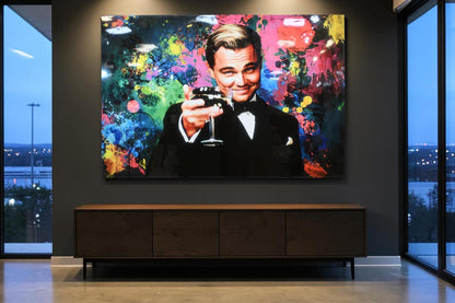 Leonardo DiCaprio Gatsby Toast Resin Covered Canvas 60"x40"
