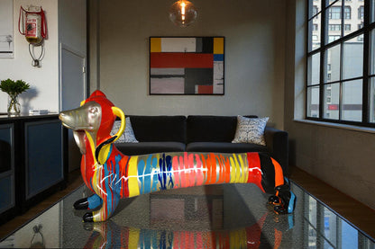 Modern Graffiti Looking Weenie Dachshund Dog Statue from Resin  25" x 10" x 15"H
