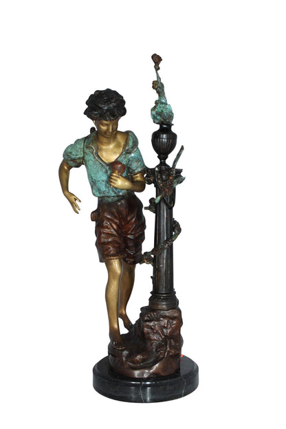 Les Amenes Boy Bronze Statue -  Size: 9"L x 8"W x 25"H.