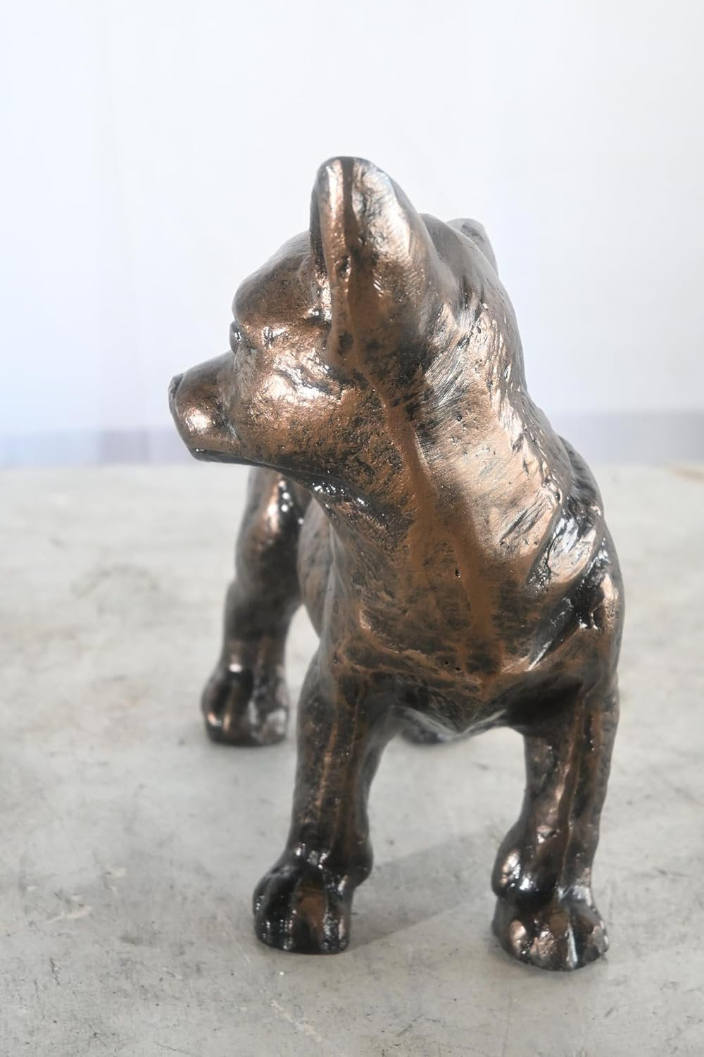 Charming Standing Chihuahua Aluminum Tabletop Dog Statue 12"x9"x11"H